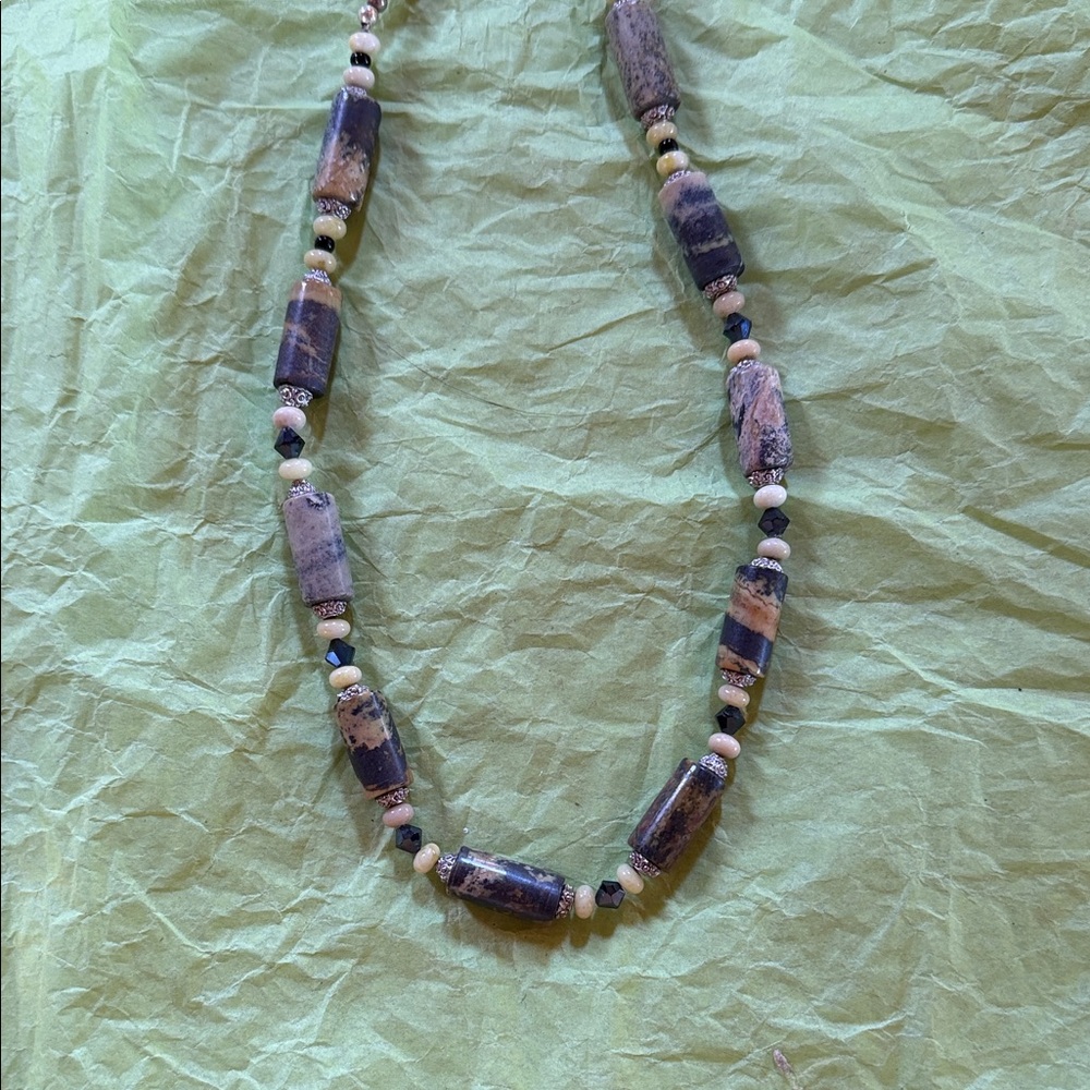 Artisan Beaded Necklace in Black and Brown